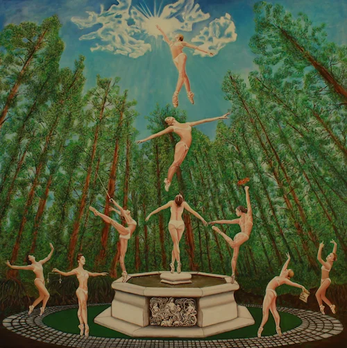 Mujeres en libertad - Oleo sobre tela - 122 cm x 122 cm - Alegoría que alienta a las mujeres a unirse para buscar la libertad y la justicia, dejando de ser solo un ser bello para comvertirse en una mujer luchadora para emanciparse del yugo de los estereotipos.